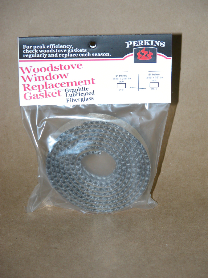Wood Stove Window Gasket- bagged, black- thick clamshell style- 11/16